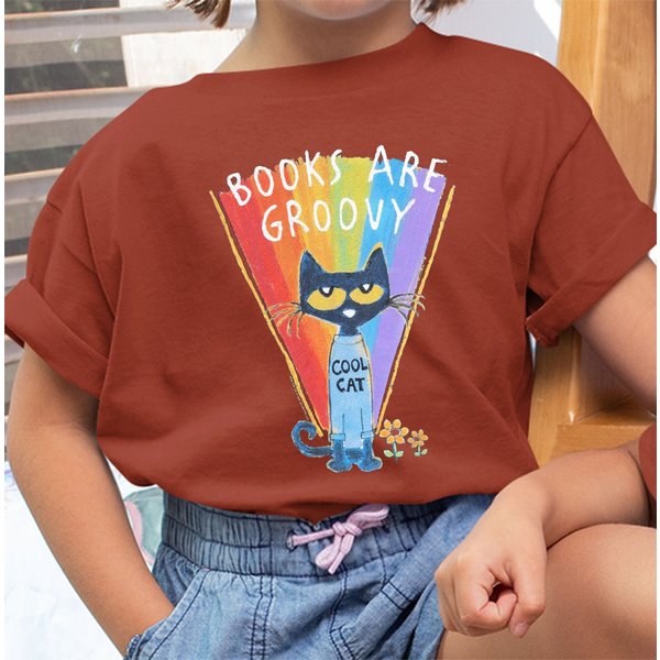 Pete The Cat Books Are Groovy Cool Cat Classic Shirt, Cats Books Shirt-image