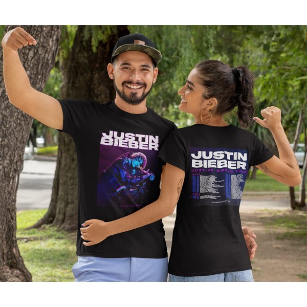 Justin Bieber 2 Side Shirt , Justice World Tour Bieber Double Sided T-Shirt-image