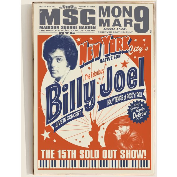 Billy Joel New York 1973 Vintage Poster, Billy Joel 1973 Tour-image