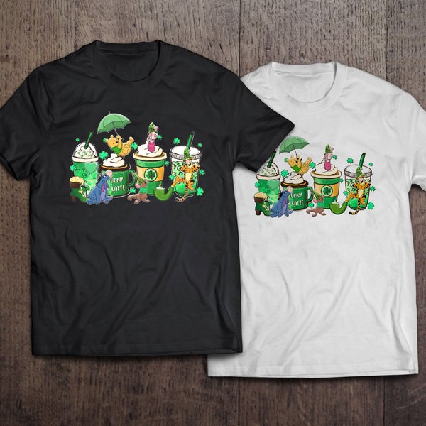Cute Pooh St Patrick's Day 2023 Lucky Coffee Shirts-image