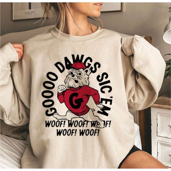 Go Dawgs Shirt, Vintage Georgia Crewneck Sweatshirt, Georgia Go Dawgs Footbball Sweatshirt-image