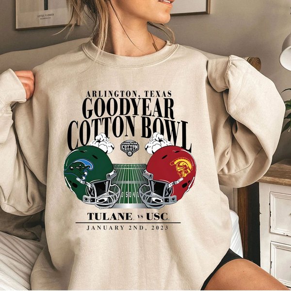 2022 Usc Trojans Vs Tulane Green Wave 2023 Cotton Bowl Matchup Sweatshirt-image