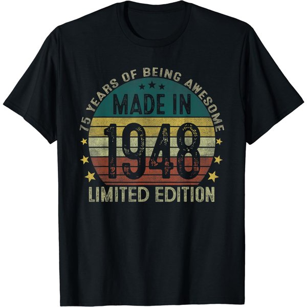 Made In 1948 75 Years Old 75Th Birthday Gifts For Men T-Shirt-image