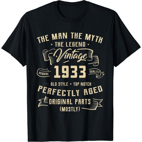 Mens Man Myth Legend 1933 89Th Birthday Tee For 89 Years Old T-Shirt-image