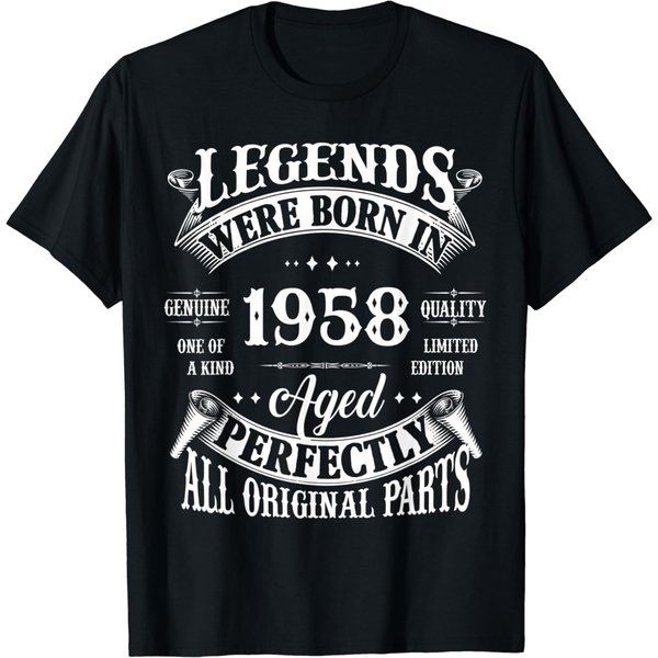 65Th Birthday Tee Vintage Legends Born In 1958 65 Years Old T-Shirt-image