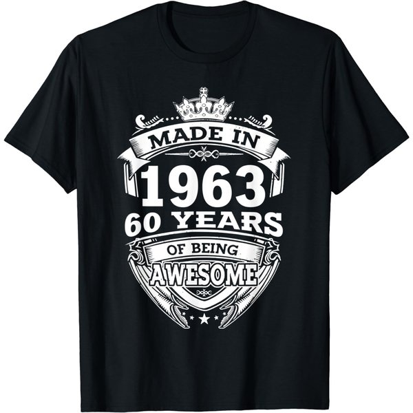 Made In 1963 60 Years Of Being Awesome 60Th Birthday T-Shirt-image