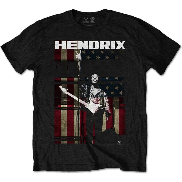 Jimi Hendrix Experience Peace Flag Rock Tee T-Shirt-image