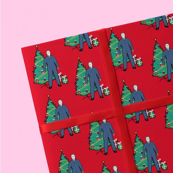 Michael Myers Christmas Wrapping Paper, Halloween Giftwrap-image