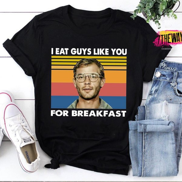 I Eat Guys Like You For Breakfast Funny Halloween Vintage T-Shirt-image