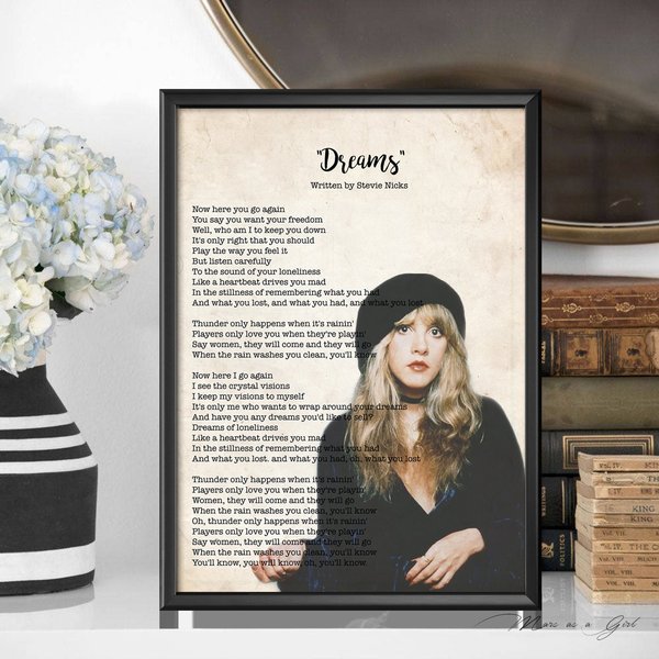 Stevie Nicks Art, Fleetwood Mac, Dreams Lyrics Poster-image
