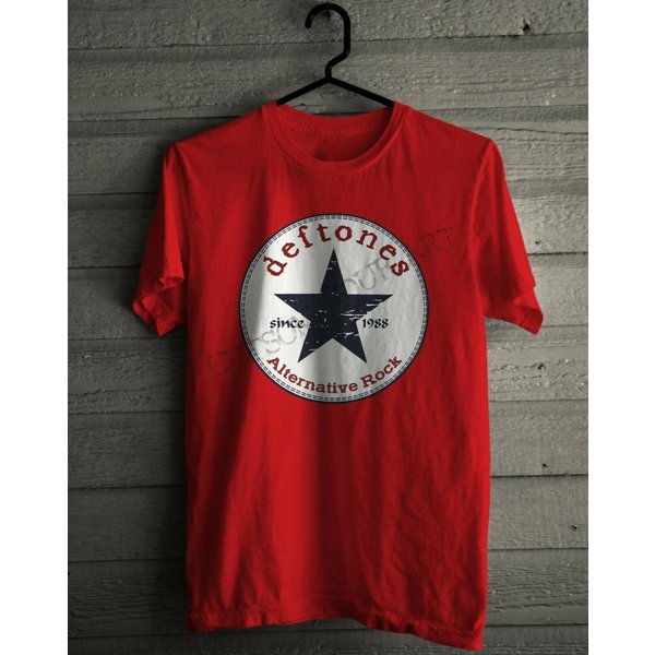 Deftones Tshirt Logo Star White Pony Rock Band Men's Unisex T-Shirt-image
