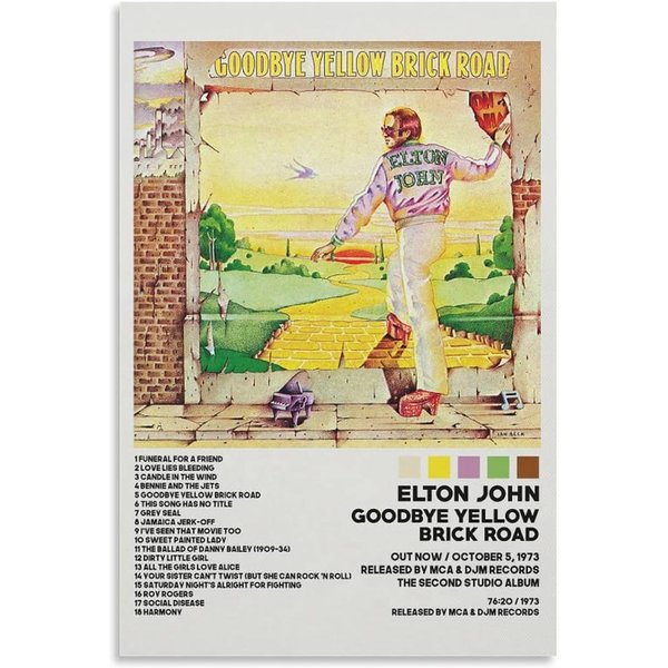 70s Album Cover Poster-goodbye Yellow Brick Road Music Poster, Bedroom Decor