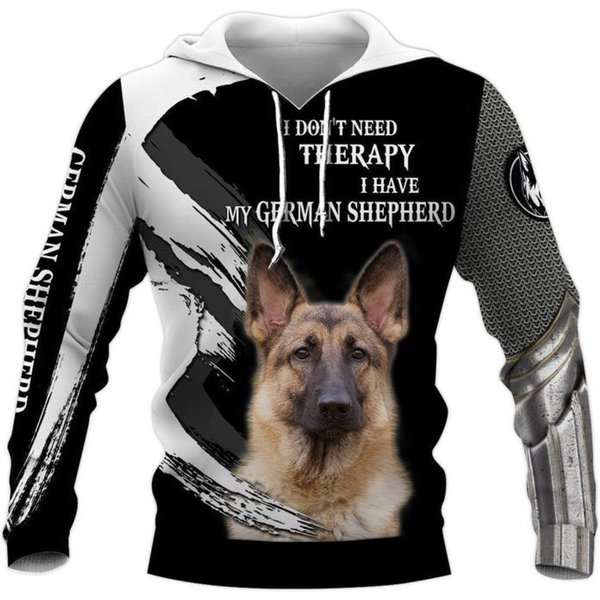 German Shepherd Dog Black And White 3D Hoodie, 3D Hoodie For Men, All Over Print-image