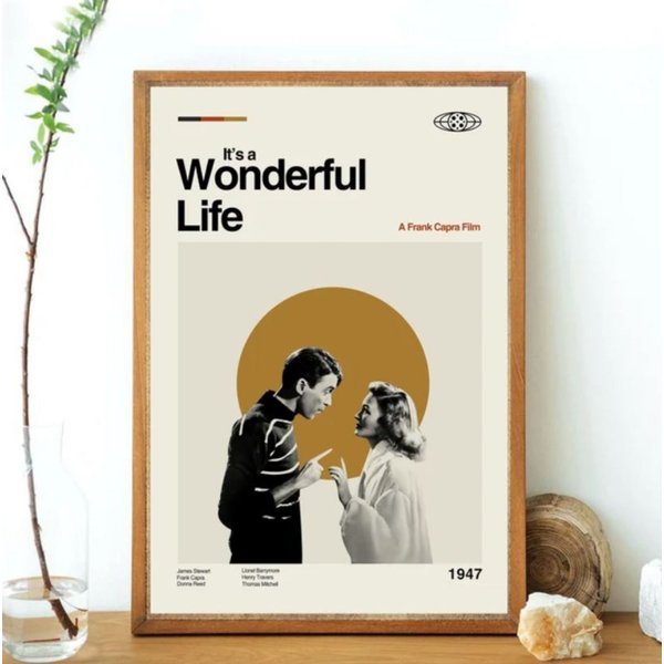 It's A Wonderful Life Inspired Poster, Art Print - Minimalist, Mid-Century Modern-image