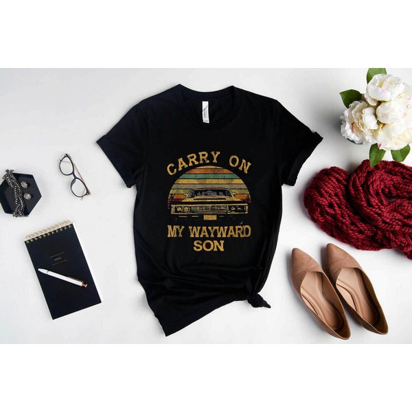 Carry On My Wayward Son Vintage Supernatural Tees T-Shirt-image