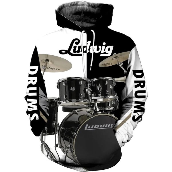 Drums 3D All Over Printed Clothes, Ludwig Drums Hoodie Shirt-image