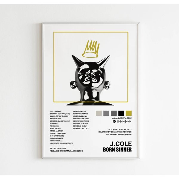 J. Cole Posters, Born Sinner Poster, Album Cover Poster-image