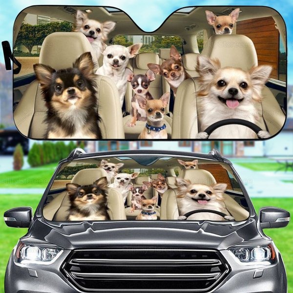 Funny Chihuahua Car Sunshade-image