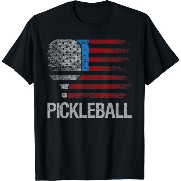 Us Flag Pickleball Player Paddleball Lover T-Shirt-image