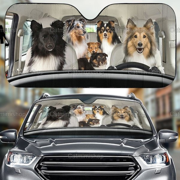 Shetland Sheepdog Family Car Sun Shade-image