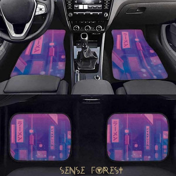 Japanese Neon City Night Car Mats-image