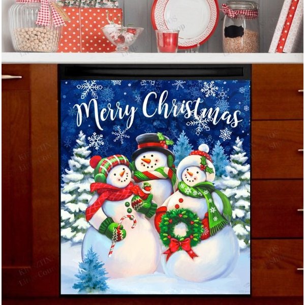 Happy Snowman Family Dishwasher Cover-image
