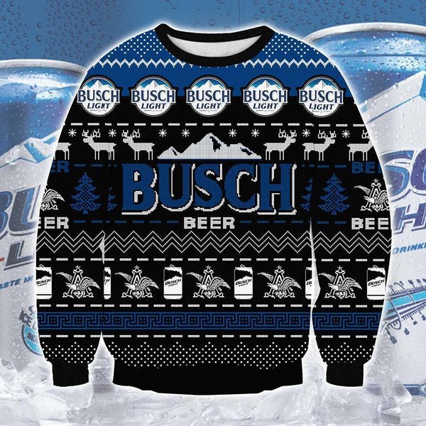 3D Busch Beer Print Christmas Sweater, Busch Ugly Xmas-image