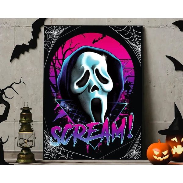 Scream Movie Poster, Ghost Face Halloween Poster, Horror Movies Poster
