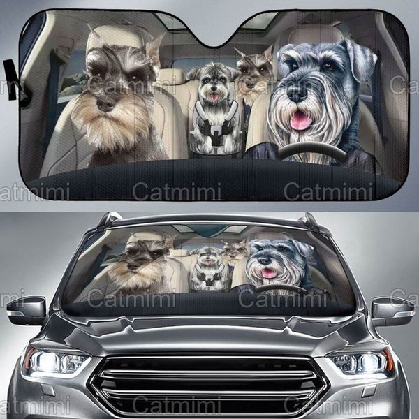 Miniature Schnauzer Car Sun Shade, Schnauzer Car Decor