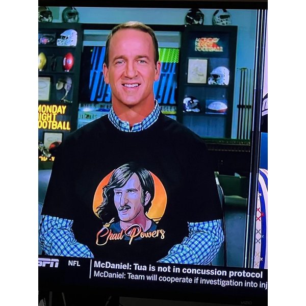 Chad Powers Shirt, Peyton Manning Think Fast Run Fast Chad Powers T- Shirt-image