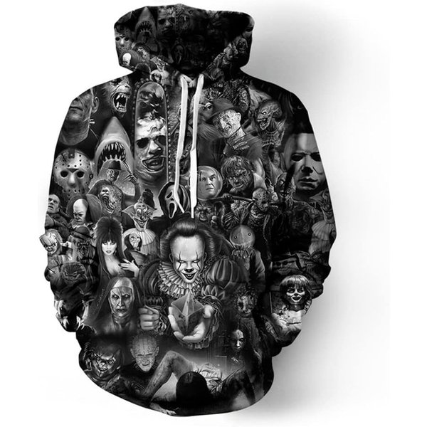 Horror Movie 3d Hoodie, Funny Character Halloween 3d Hoodie