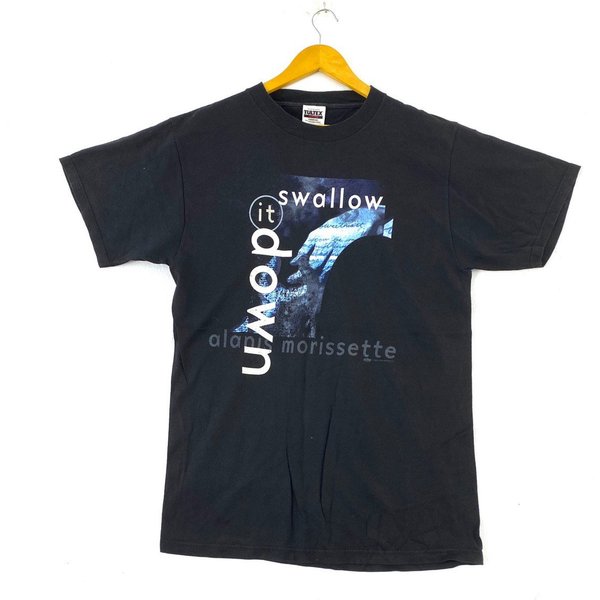 Vintage 90S 1996 Alanis Morissette Swallow It Down Big Image Rare, Canadian Singer Album Tour T-Shirts-image