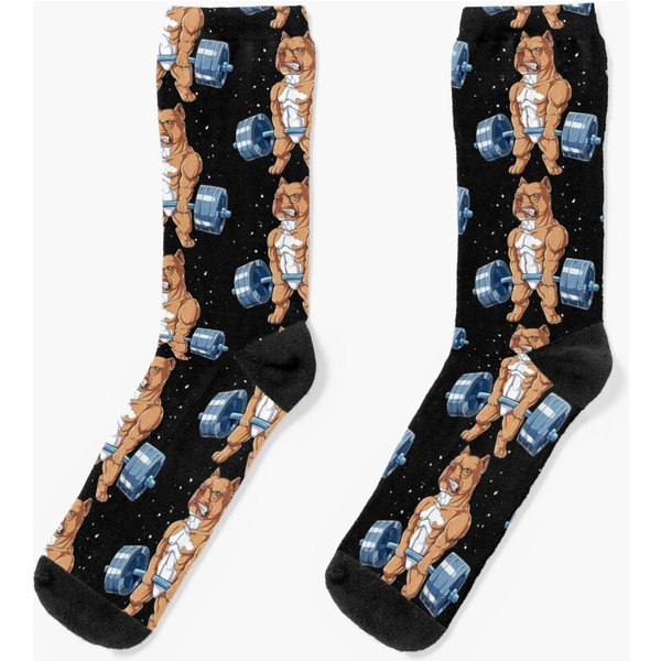 Pit Bull Weightlifting Funny Deadlift Men Fitness Gym Gifts Socks-image