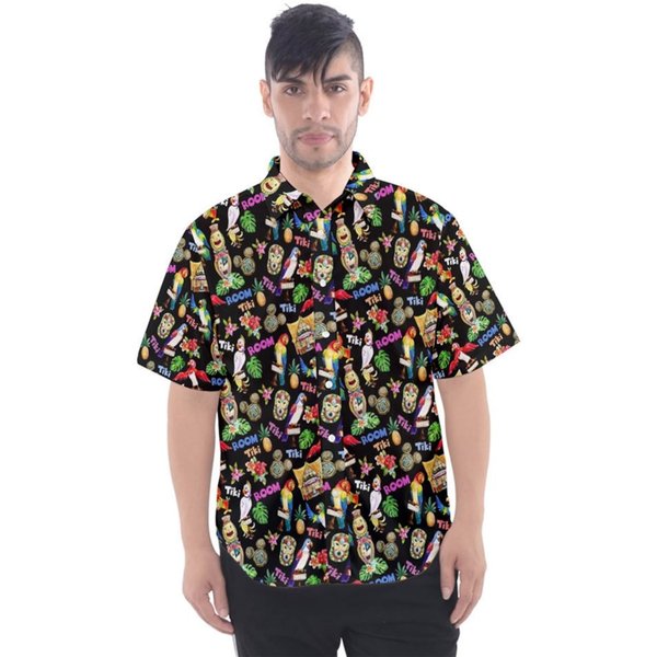 Tiki Bird Room Inspired Short Sleeved Button Down Shirt-image