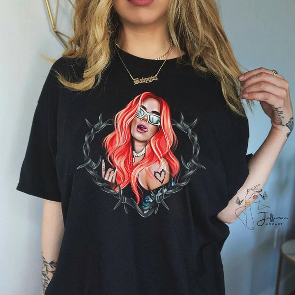 Karol G Shirt, Karol G Red Hair Shirt-image