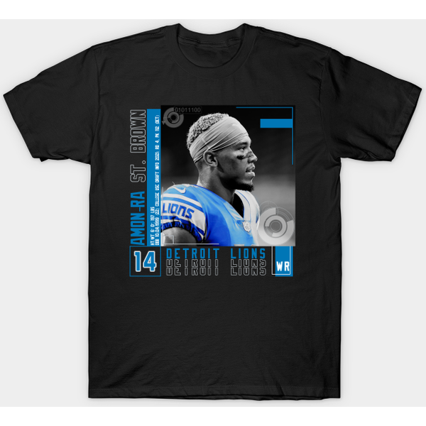 Amon-Ra St. Brown Football Edit Tapestries Lions - Amon Ra St Brown - T-Shirt-image