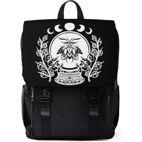 Lunar Death Moth Goth Crystal Ball Occult Butterfly Wiccan Wicca Witchy Gothic Unisex Casual Shoulder Backpack