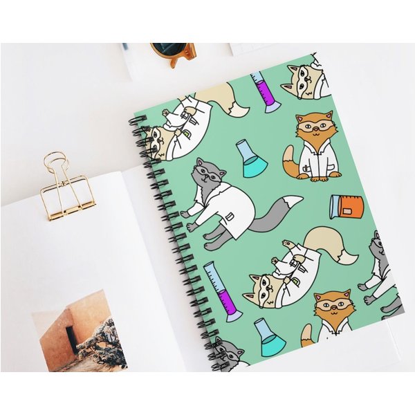 Lab Cats Spiral Notebook - Ruled Line, Science Gifts, Graduation Gift, Laboratory Scientist-image
