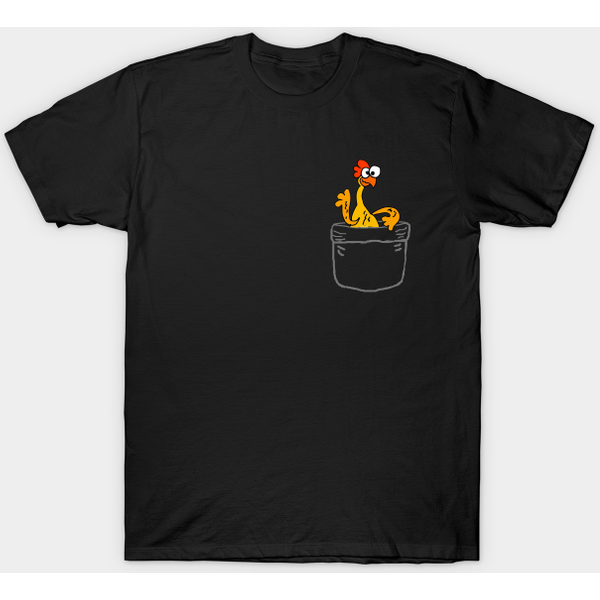 Funny Funky Rubber Chicken In A Shirt Pocket - Rubber Chicken - T-Shirt-image