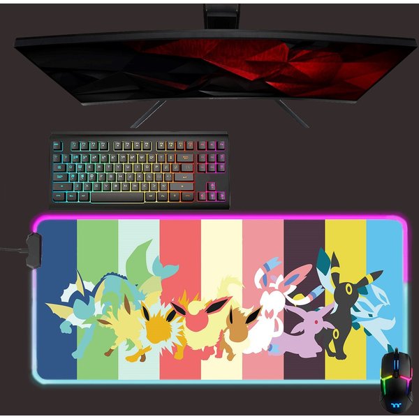 Pokemon Led Mouse Mat, Eevee Evolution Rgb Mouse Pad, Desk Mat-image