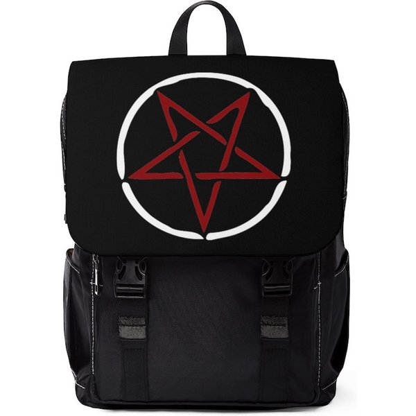 Red Pentagram Goth Occult Dark Art Metal Gothic Pagan Unisex Casual Shoulder Backpack
