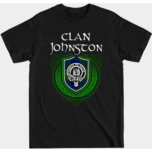 Clan Johnston Scottish Tartan Crest Badge T-Shirt-image