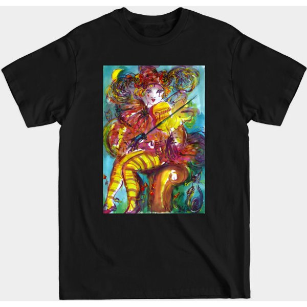 Pierrot Playing Violin / Venetian Carnival Night - Violinist Pierrot - T-Shirt-image
