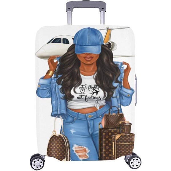 Black Woman Diva's Catch Flights Not Feelings V4 Luggage Cover