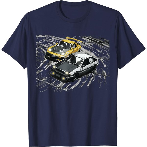 Jdm Car Street Drift Race - 86 Vs Fd Anime Style T-Shirt-image