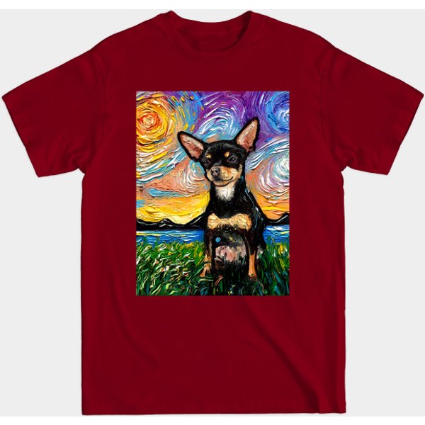 Short Hair Black And Tan Chihuahua Night - Chihuahua - T-Shirt-image
