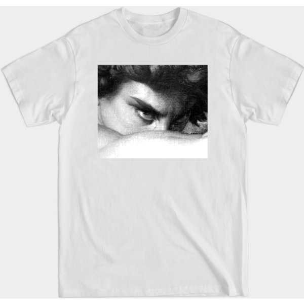 Reinterpretation Of The Gaze Of The Fallen Angel Black And White (Oil On Canvas), Alexandre Cabanel - Angel - T-Shirt-image