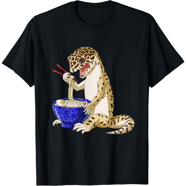 Funny Japanese Kawaii Ramen Reptile Leopard Gecko T-Shirt-image