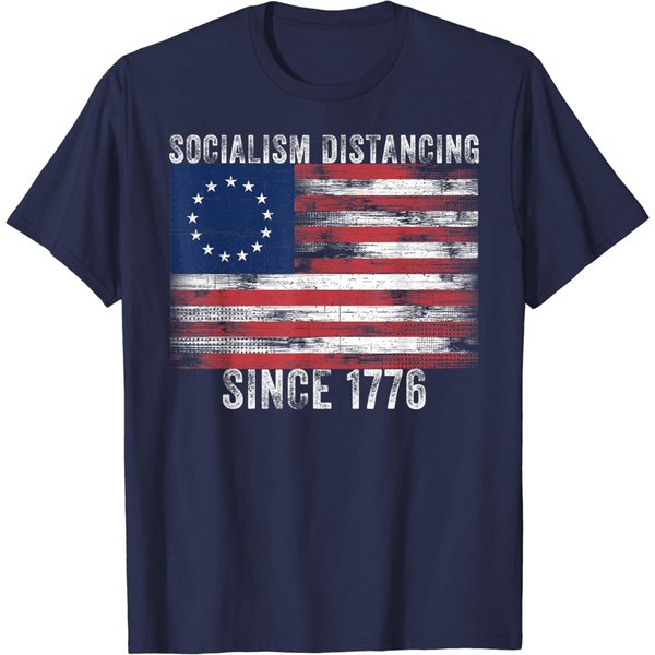 Socialism Distancing Since 1776, America Ross Flag T-Shirt-image