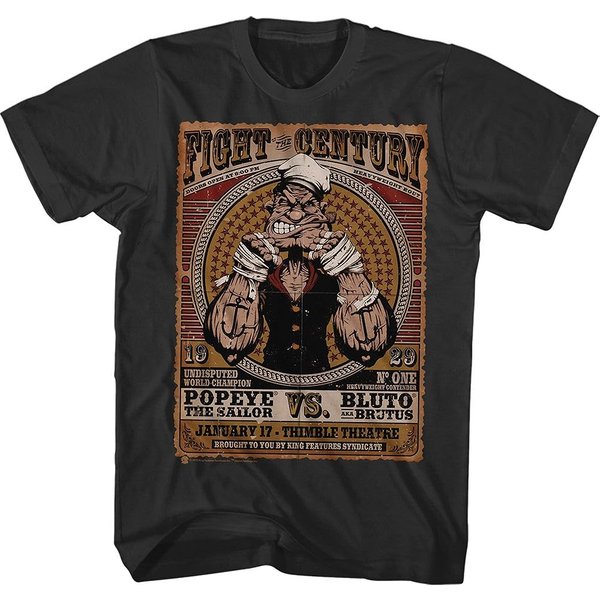 Popeye Sailor Man Comic Spinach Fight Century Energy Funny Cartoon T-Shirt Tee Black-image